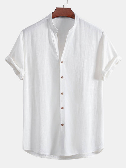CAMICIA IN LINO E RAYON CON SCOLLO A V & PANTALONI IN LINO A GAMBA DRITTA