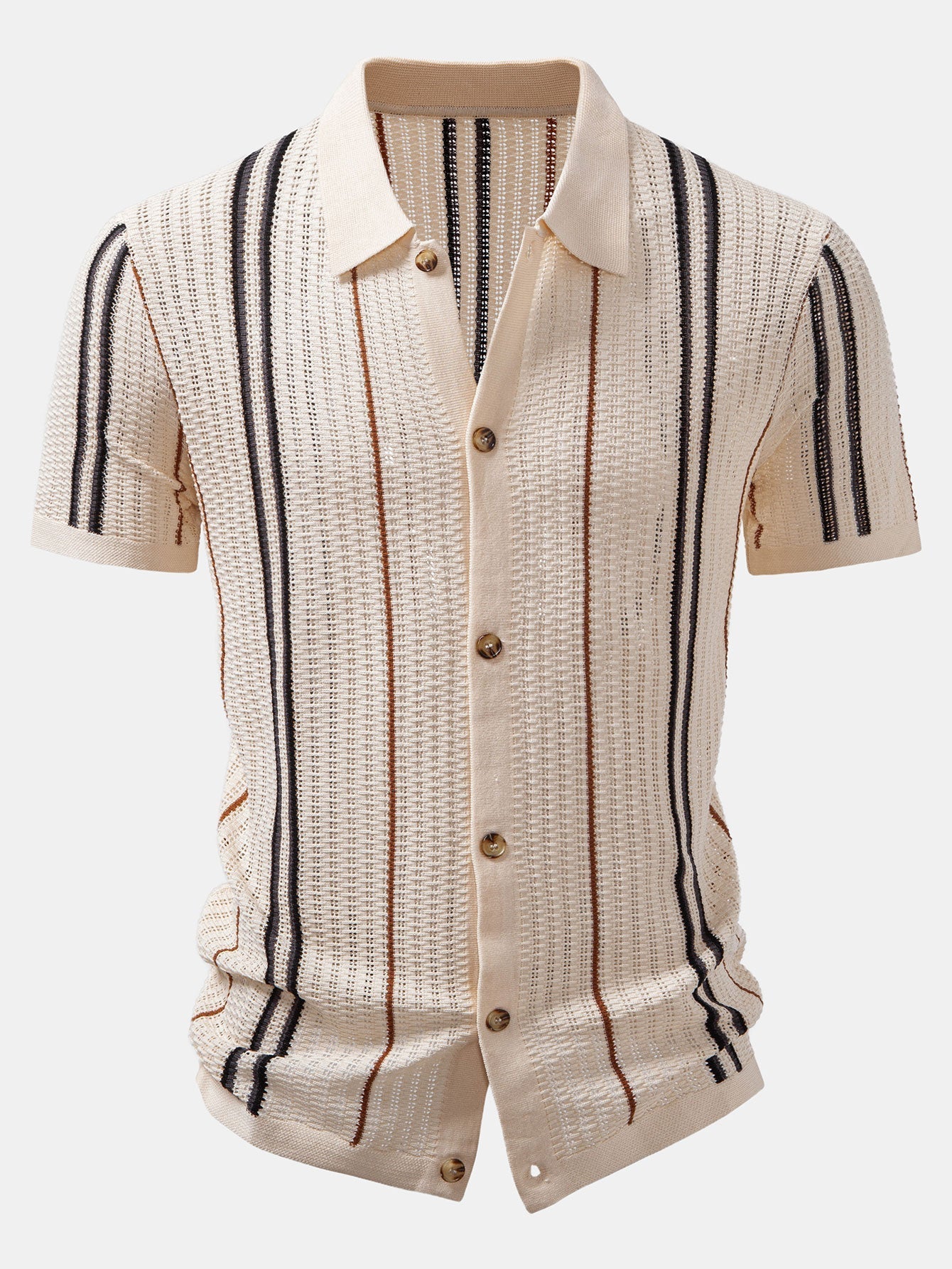 CAMICIA A RIGHE ALL'UNCINETTO CON BOTTONI & PANTALONI IN LINO CON GAMBA DRITTA