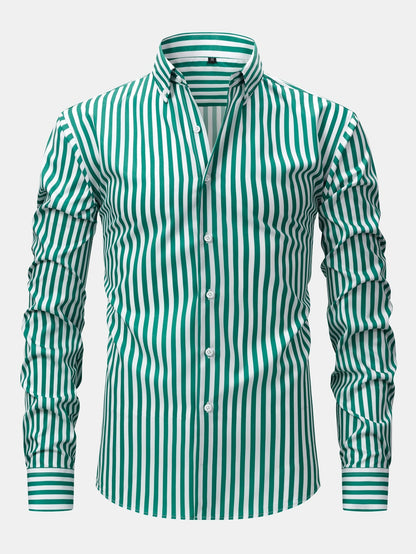 CAMICIA A MANICHE LUNGHE A RIGHE CON BOTTONI & PANTALONI SLIM FIT A GAMBA AFFUSOLATA