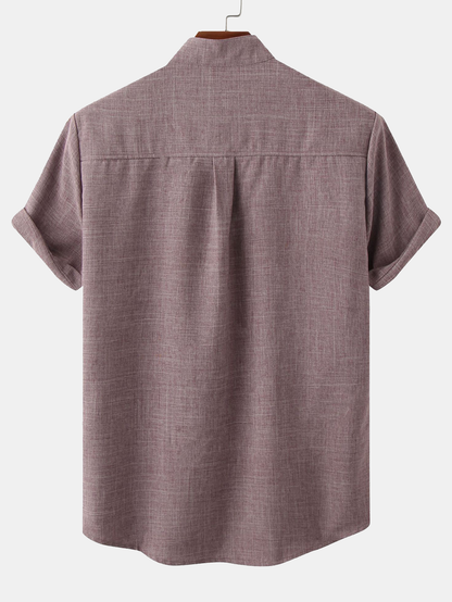CAMICIA CON COLLO ALLA COREANA E TASCA