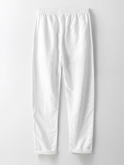 T-SHIRT BASE A MANICHE CORTE IN LINO & PANTALONI DRITTI IN LINO