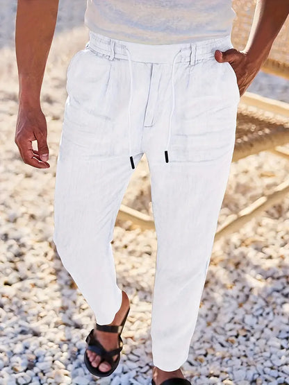 NICHOLS | PANTALONI LARGHI IN LINO CON COULISSE