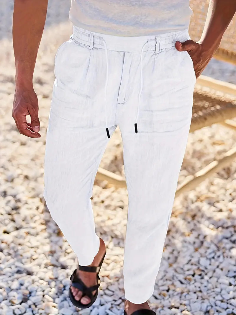 PANTALONI LARGHI IN LINO CON COULISSE