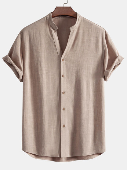 CAMICIA IN LINO E RAYON CON SCOLLO A V & PANTALONI IN LINO A GAMBA DRITTA