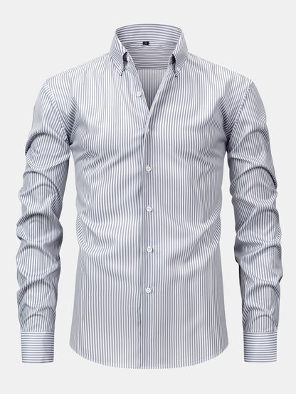 CAMICIA A MANICHE LUNGHE A RIGHE CON BOTTONI & PANTALONI SLIM FIT A GAMBA AFFUSOLATA