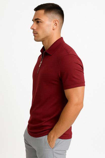 GREGORIO | POLO MODERNA CON ZIP A METÀ