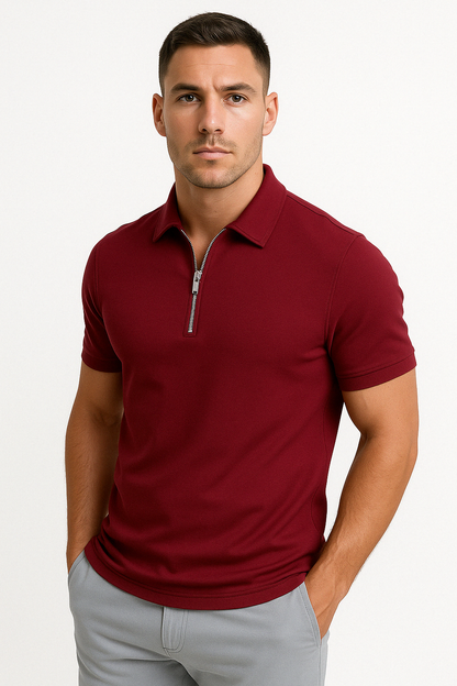 GREGORIO | POLO MODERNA CON ZIP A METÀ