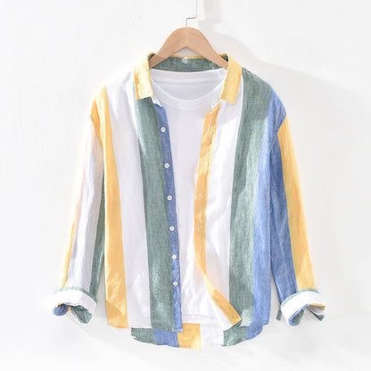 ANSELMO | CAMICIA DI LINO LEGGERA A RIGHE