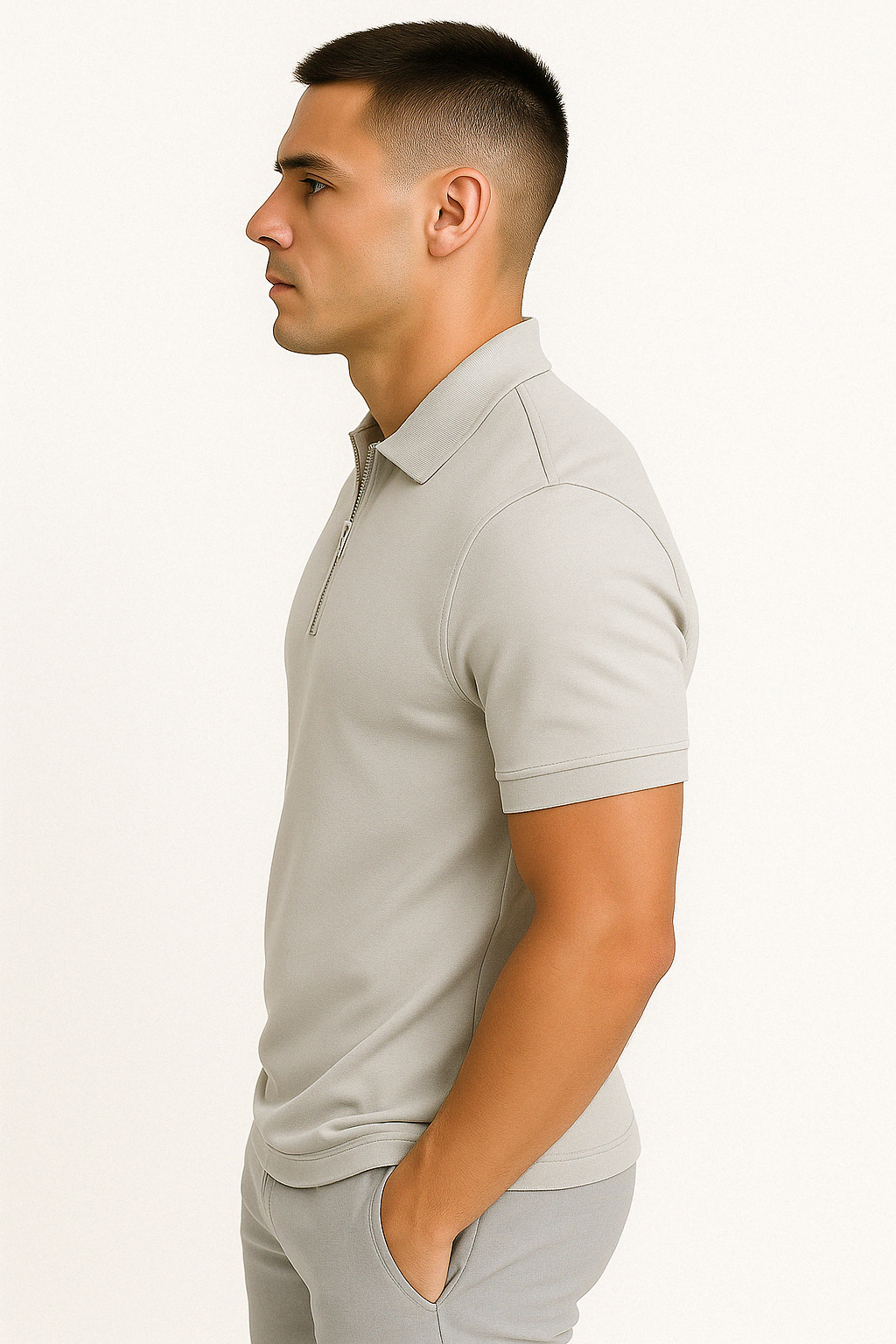 GREGORIO | POLO MODERNA CON ZIP A METÀ