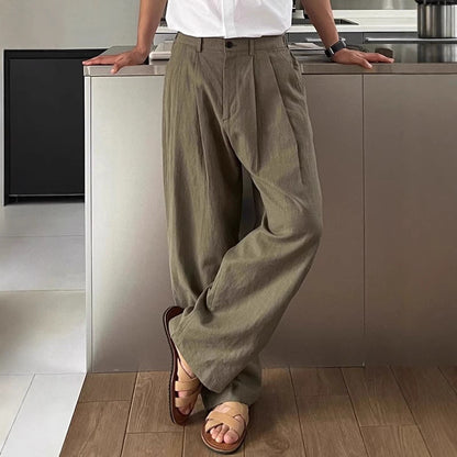 ENZO | PANTALONI DI LINO A GAMBA LARGA
