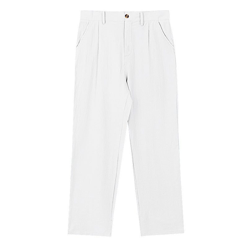 PANTALONI DI LINO A GAMBA LARGA
