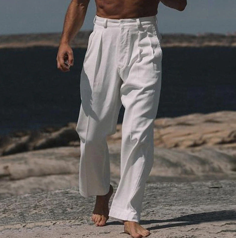 GIULIO | PANTALONI DI LINO A GAMBA LARGA