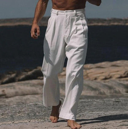 GIULIO | PANTALONI DI LINO A GAMBA LARGA