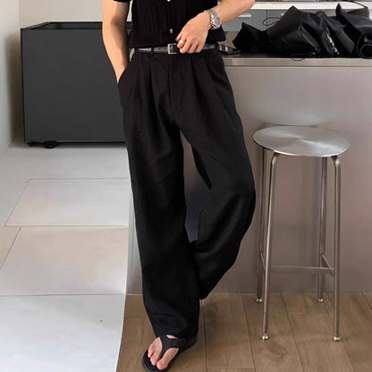 ENZO | PANTALONI DI LINO A GAMBA LARGA