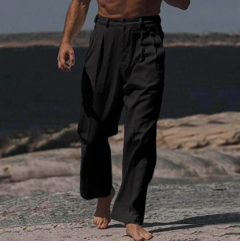 GIULIO | PANTALONI DI LINO A GAMBA LARGA
