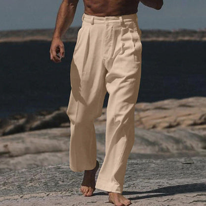 GIULIO | PANTALONI DI LINO A GAMBA LARGA
