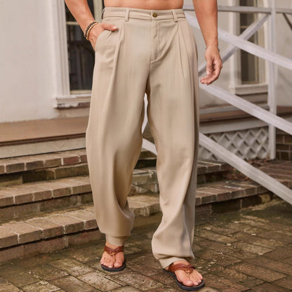 PANTALONI DI LINO A GAMBA LARGA