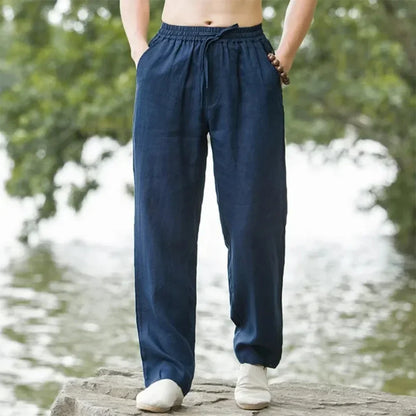 PANTALONI ESTIVI IN MISTO LINO E COTONE