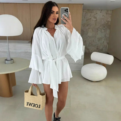 Dina™ | Leggero Abito Camicia con Cintura