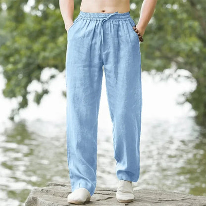 PANTALONI ESTIVI IN MISTO LINO E COTONE