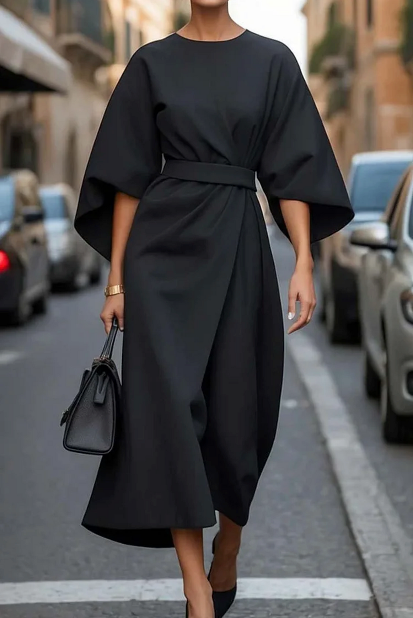 Sonia™ | Abito elegante con maniche a lanterna e cintura