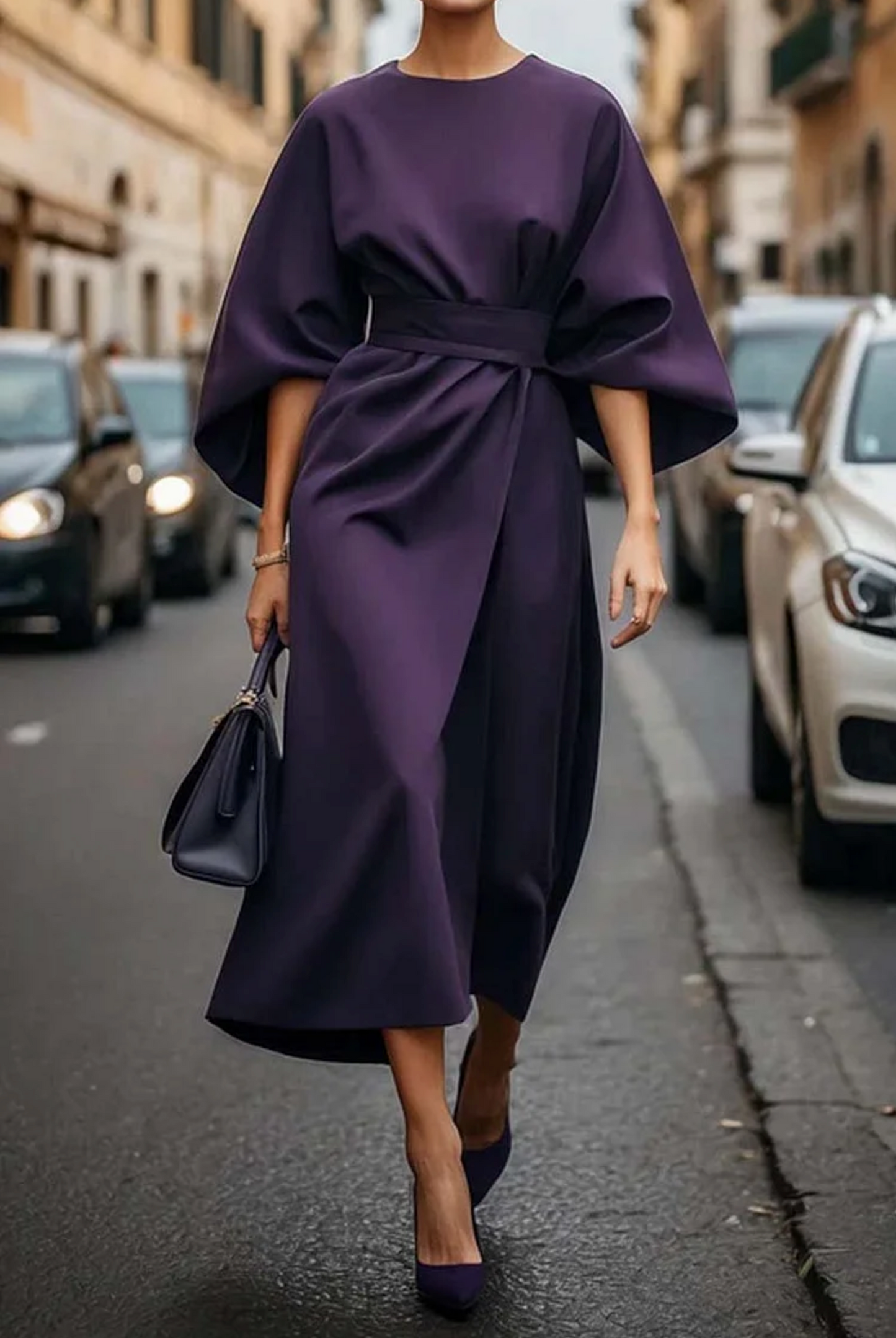 Sonia™ | Abito elegante con maniche a lanterna e cintura