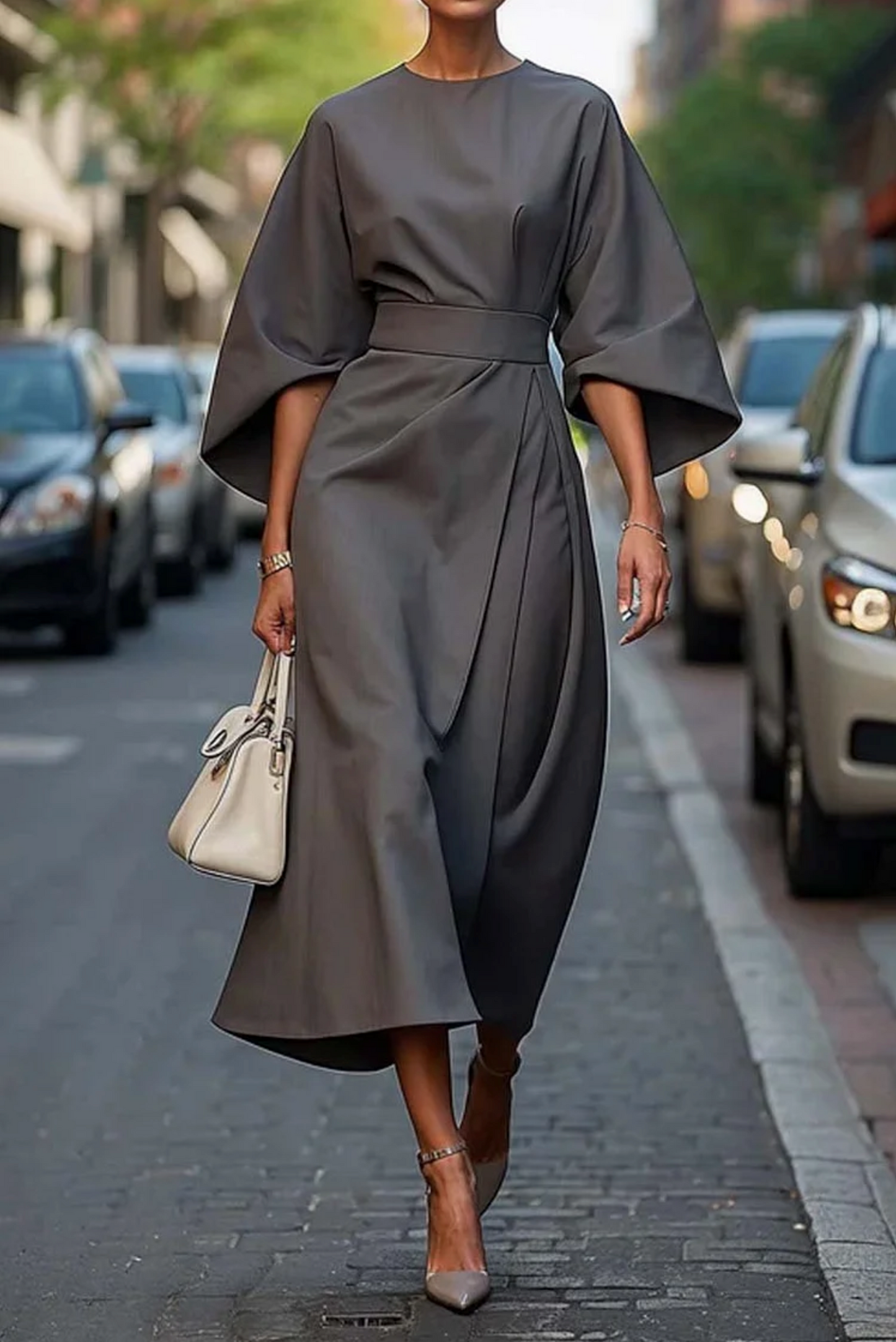 Sonia™ | Abito elegante con maniche a lanterna e cintura