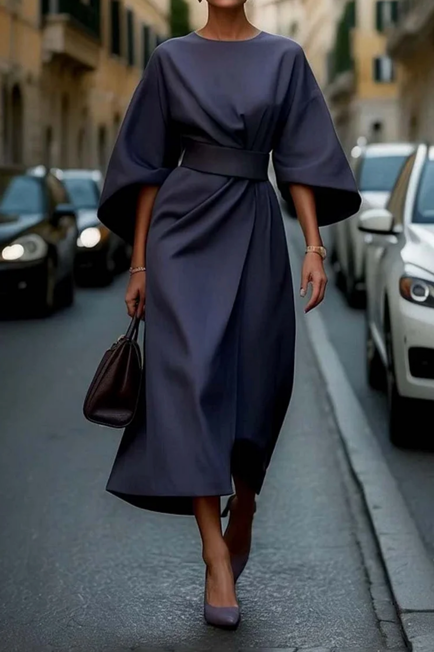 Sonia™ | Abito elegante con maniche a lanterna e cintura