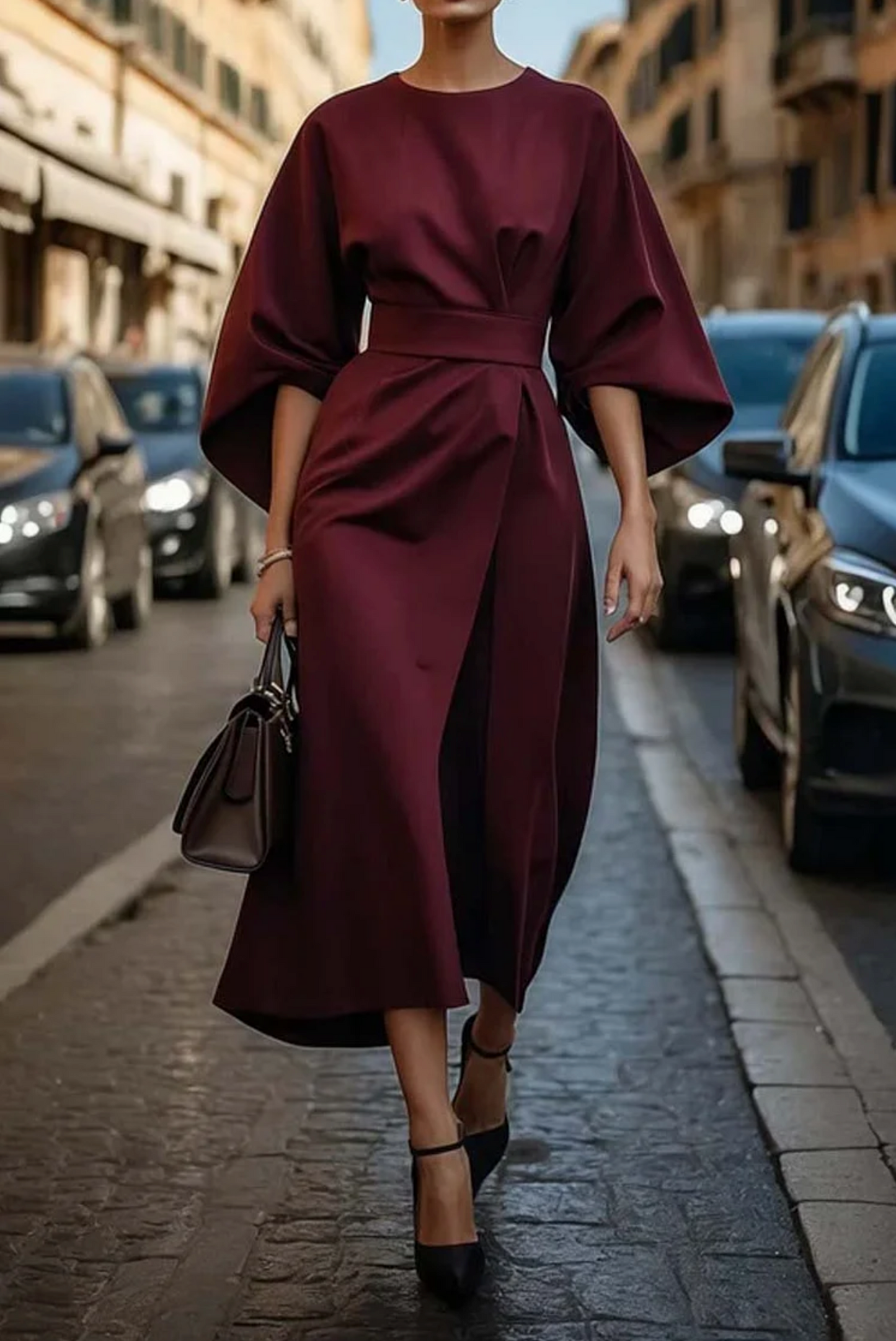 Sonia™ | Abito elegante con maniche a lanterna e cintura