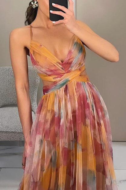 Liora™ | Maxidress Elegante con Stampa Acquerello