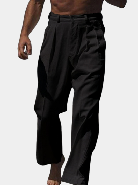 GIULIO | PANTALONI DI LINO A GAMBA LARGA
