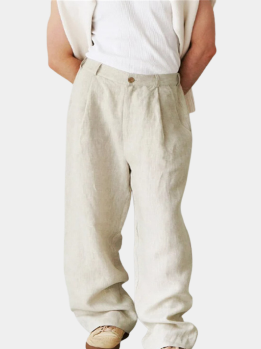 LORENZO | PANTALONI DI LINO A GAMBA LARGA
