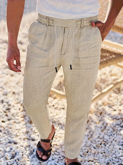 NICHOLS | PANTALONI LARGHI IN LINO CON COULISSE