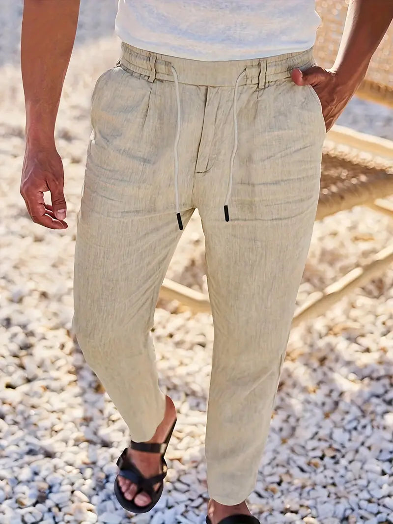 PANTALONI LARGHI IN LINO CON COULISSE