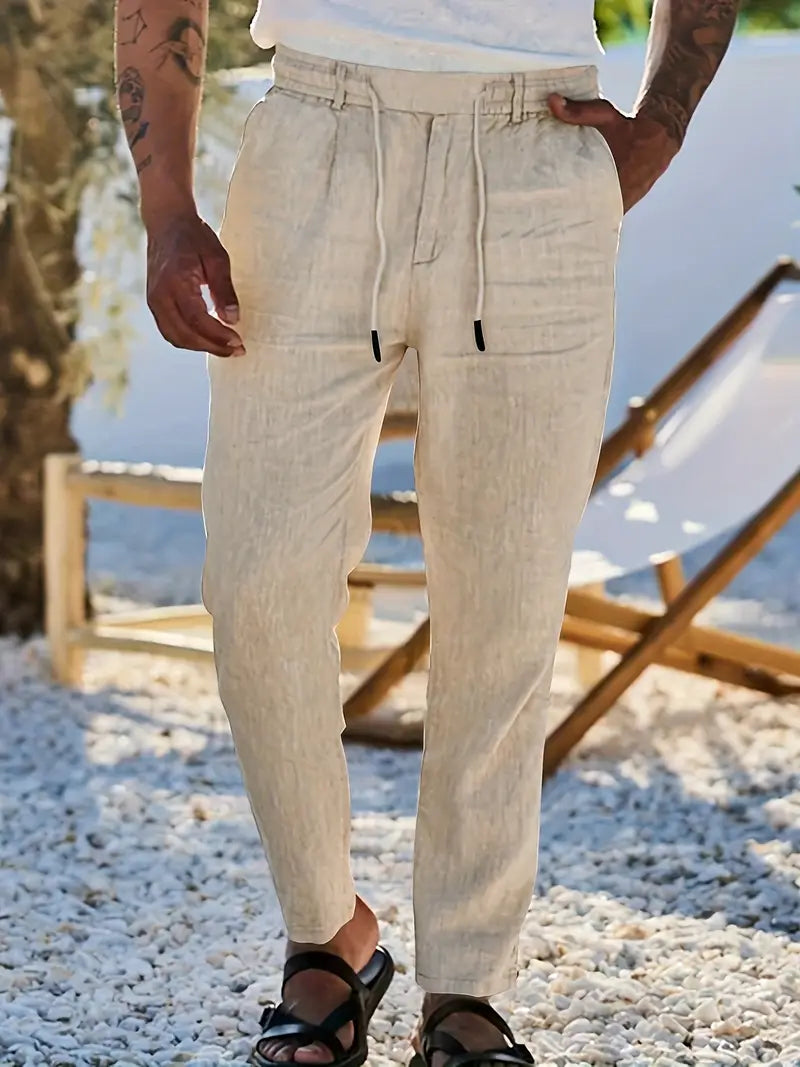 PANTALONI LARGHI IN LINO CON COULISSE
