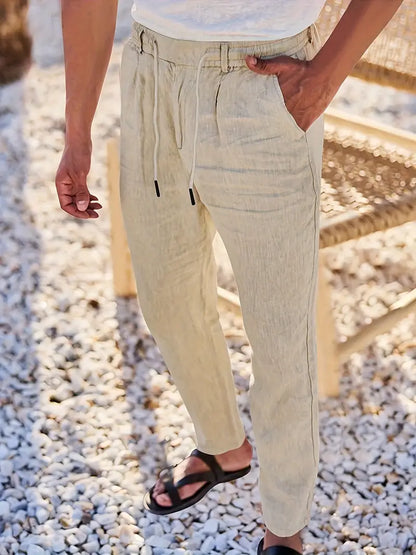 PANTALONI LARGHI IN LINO CON COULISSE