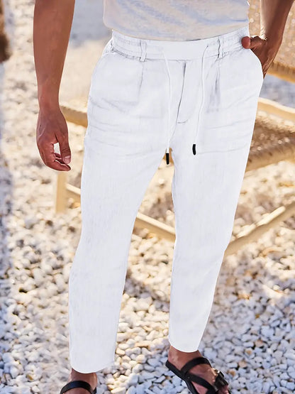 PANTALONI LARGHI IN LINO CON COULISSE