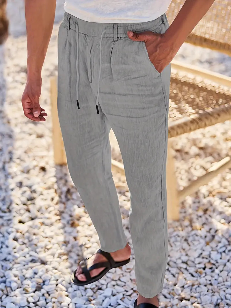 PANTALONI LARGHI IN LINO CON COULISSE