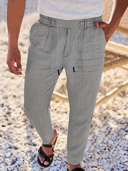 PANTALONI LARGHI IN LINO CON COULISSE