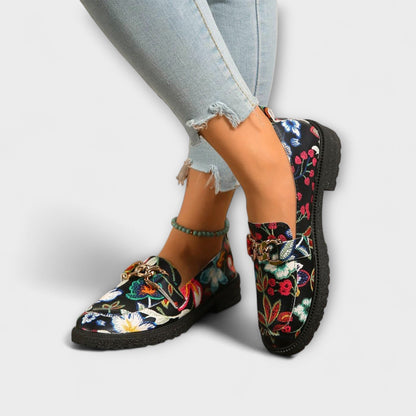 Aimeela™ – Mocassini Multicolori con Motivo di Fiori