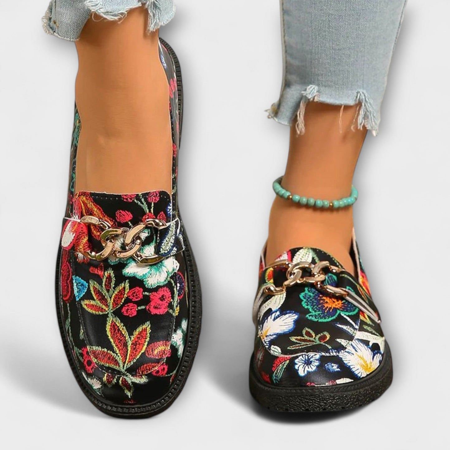 Aimeela™ – Mocassini Multicolori con Motivo di Fiori