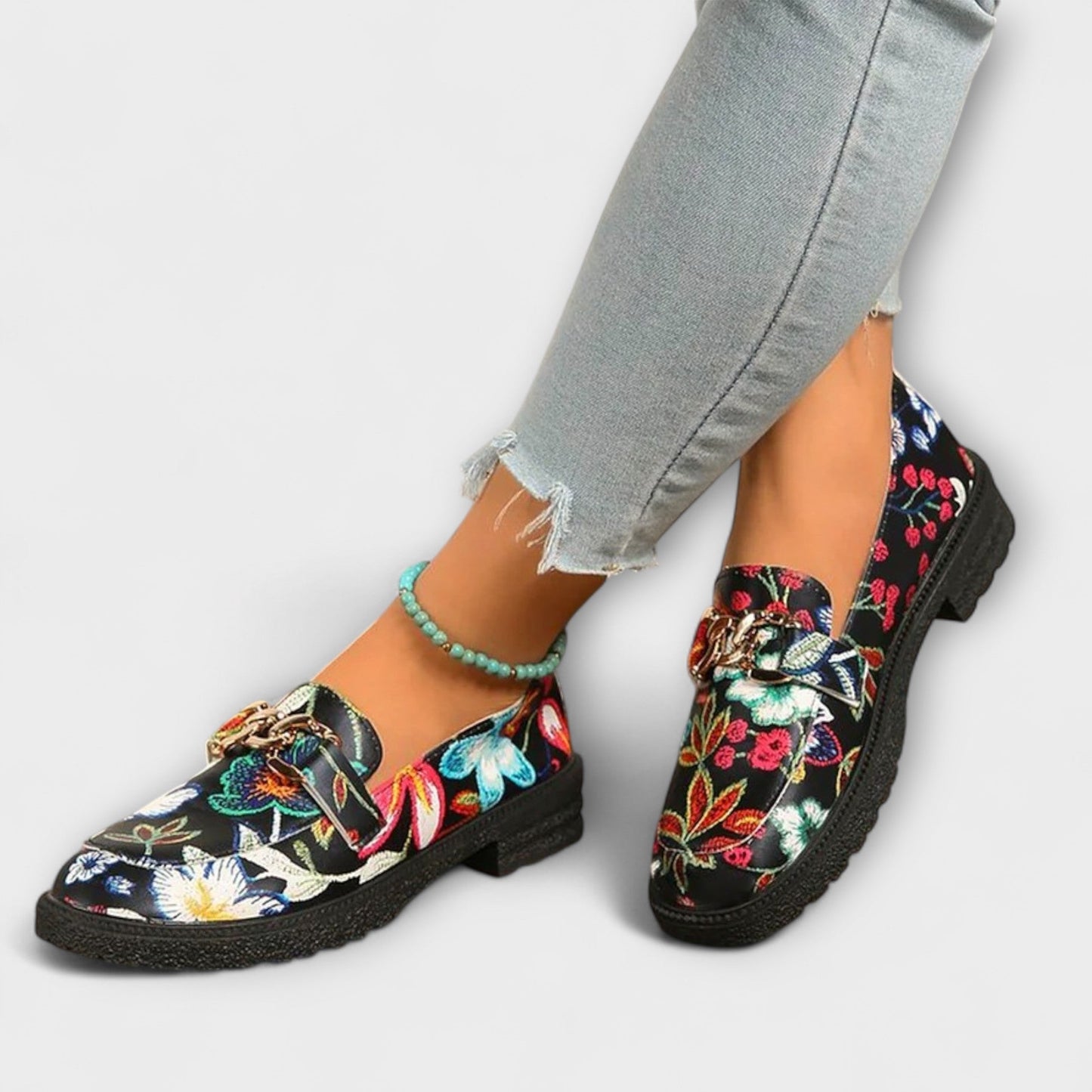 Aimeela™ – Mocassini Multicolori con Motivo di Fiori