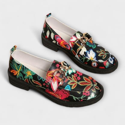 Aimeela™ – Mocassini Multicolori con Motivo di Fiori