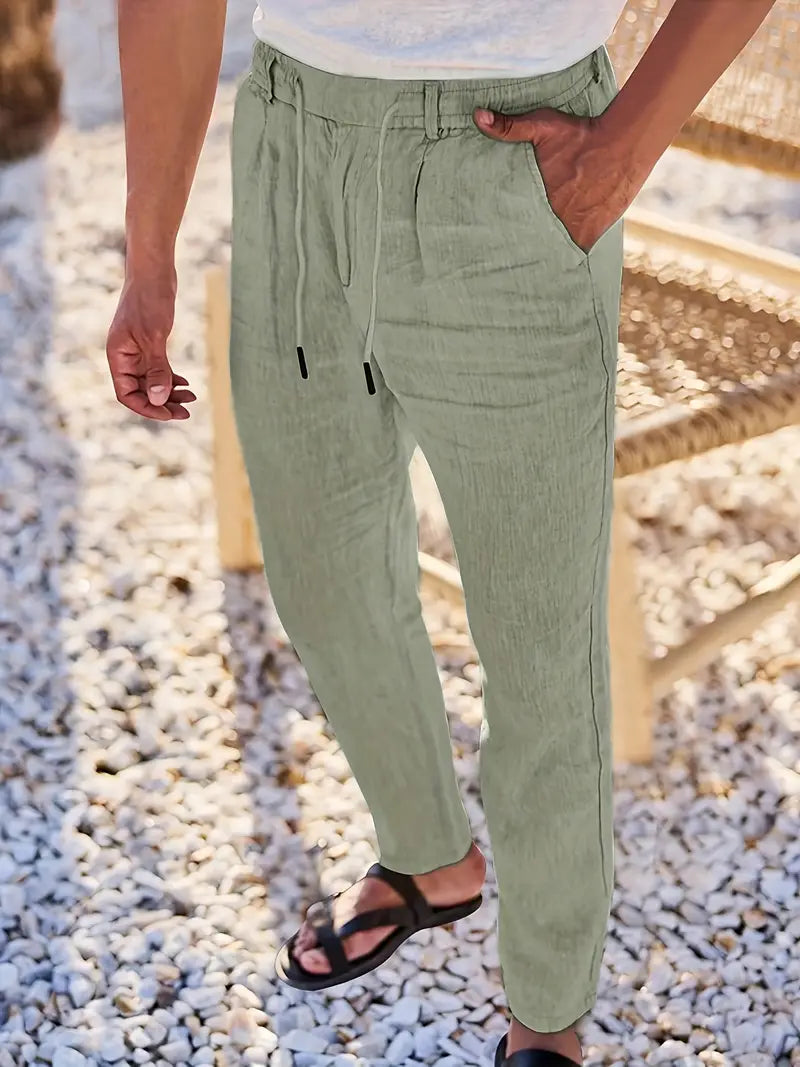 PANTALONI LARGHI IN LINO CON COULISSE