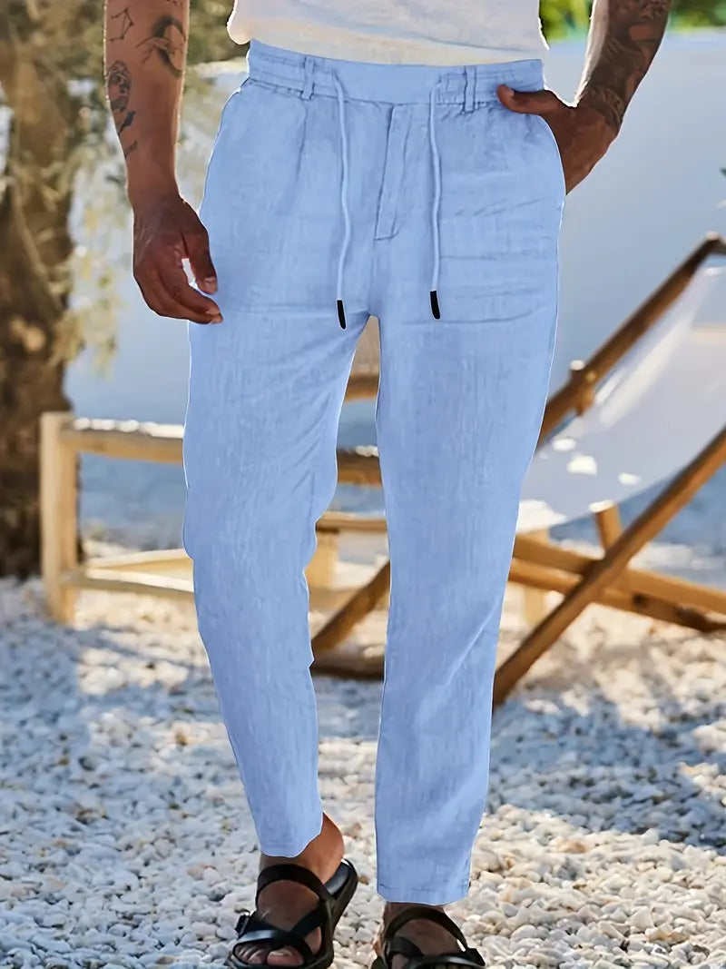 PANTALONI LARGHI IN LINO CON COULISSE