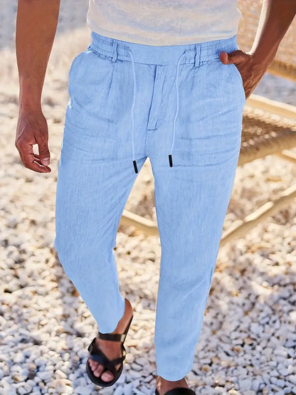 NICHOLS | PANTALONI LARGHI IN LINO CON COULISSE