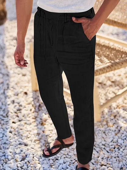 NICHOLS | PANTALONI LARGHI IN LINO CON COULISSE