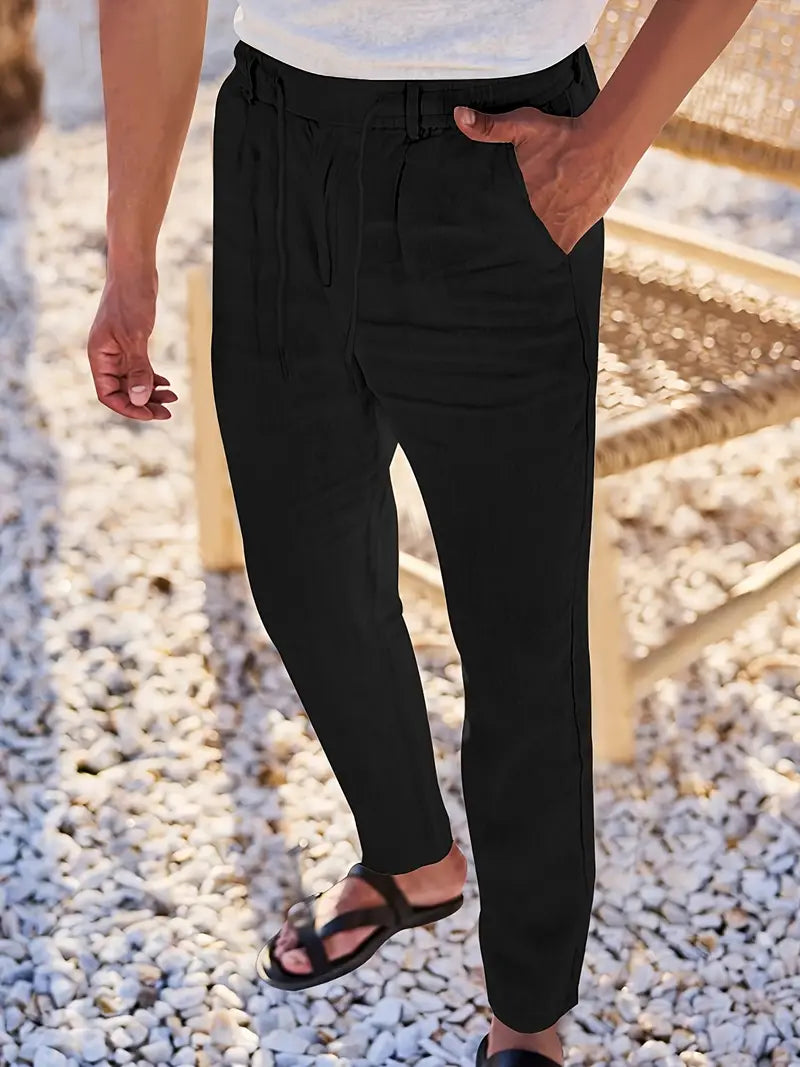 PANTALONI LARGHI IN LINO CON COULISSE
