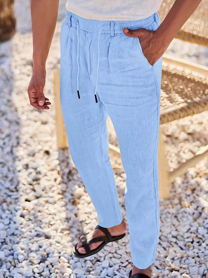 PANTALONI LARGHI IN LINO CON COULISSE