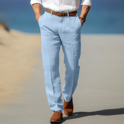 PANTALONE DA UOMO DI LUSSO IN LINO PREMIUM (CON PASSANTI PER CINTURA)
